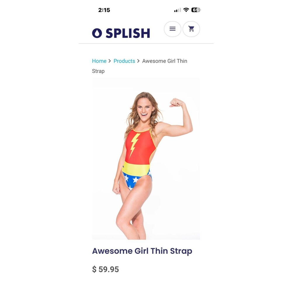 Splish Awesome Girl Thin Strap Swimsuit Sz. 34 Wonder Woman